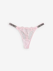 Calcinha Shine Strap Lace Victoria’s Secret - Rosa Tamanho: G