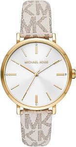 Relógio Michael Kors de Couro Off White/Dourado