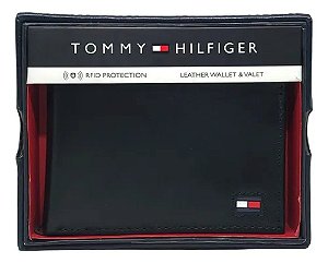 Carteira de Couro Preta Masculina Tommy Hilfiger