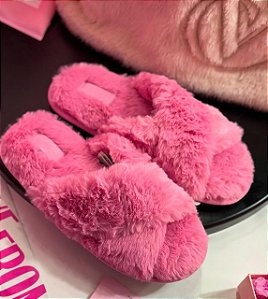 Pantufa Faux Fur Rosa PINK Victoria's Secret - Tamanho: M