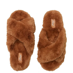 Pantufa Faux Fur Marrom PINK Victoria's Secret - Tamanho: P