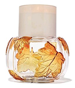 Porta Vela Clear Glass Pumpkin With Autumn Leaves Bath & Body Works