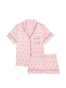 Pijama Curto Cetim Corações Logo Victoria’ Secret Tamanho: XXL