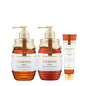 Kit &Honey Milk Precious Ex Repair: Shampoo 500ml + Tratamento Intensivo 130g + Máscara 500g
