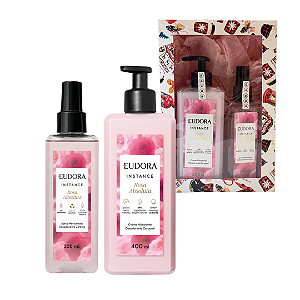 Kit Natal Instance Rosa Absoluta: Spray Perfumado 200ml + Hidratante Corporal 400ml +Caixa Presenteável
