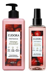 Kit Instance Morango Irresistível: Spray Perfumado 200ml + Hidratante Corporal 400ml