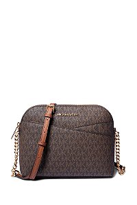Bolsa Transversal Jet Set Logo Pequena cor Brown Michael Kors