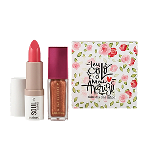 Presente Mães: Gloss Crystal Topázio + Batom Descomplic + Caixa Presenteável