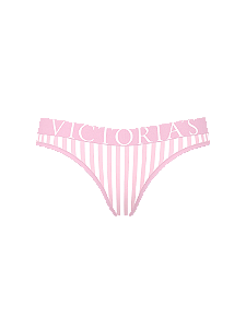 Calcinha Fio Dental Algodão com Logo Grande Branca & Rosa Victoria’s Secret Tamanho: P