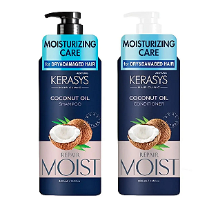 Kit Coconut Oil Kerasys: Shampoo 400ml + Condicionador 400ml