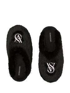 Pantufa Luxe Plush Closed-Toe Slippers Preto Victoria's Secret - Tamanho: P
