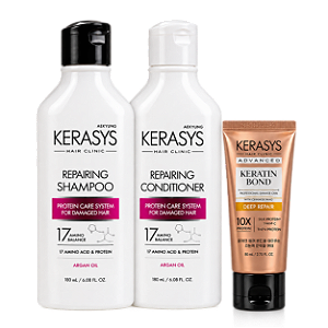 Kit Kerasys Repairing Argan Oil Duo + Keratin Bond Deep Repair Hair: Shampoo 180ml + Condicionador 180ml + Máscara 50 ml