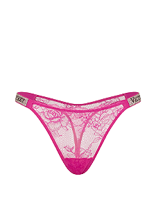 Calcinha Shine Strap Lace Thong Panty Victoria’s Secret - Pink Tamanho: P