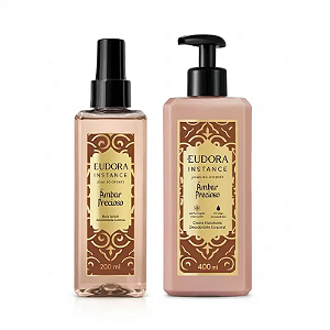Kit Instance Joias do Oriente: Creme Hidratante Ambar Precioso 400ml + Body Splash Ambar Precioso 200ml
