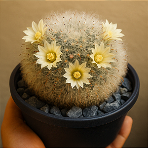 Mammillaria Bocasana Var. Splendens – Bolinha Plumosa de Branco e Encanto
