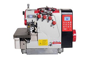 Máquina De Costura Over 4 Fios Eletrônica Com Embutidor De Correntinha 220v Vermelho + Mesa Completa
