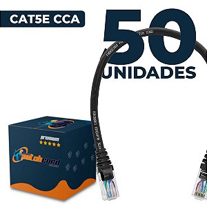 Cabo Patch Cord CAT5e UTP CCA 25 Centímetros - 50 Unidades