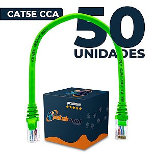 Cabo Patch Cord CAT5e UTP CCA 30 Centímetros - 50 Unidades