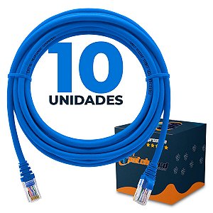 Cabo Patch Cord CAT5e UTP CCA 7 Metros - 10 Unidades