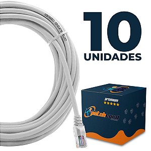 Cabo Patch Cord CAT5e UTP CCA 8 Metros - 10 Unidades