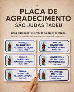 Placa de agradecimento São Judas Tadeu - PVC