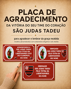 Placa de agradecimento FLAMENGO - São Judas Tadeu - PVC