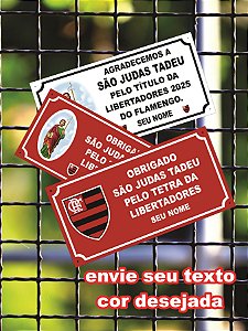 Placa de agradecimento FLAMENGO - LIBERTADORES - São Judas Tadeu - PVC