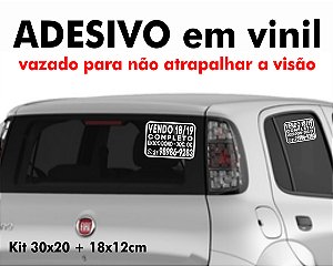 ADESIVO VENDO - Para venda de Carro 30x20cm + 18x12cm