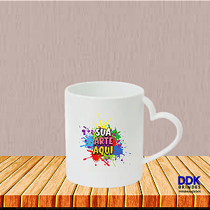 Caneca Personalizada Polímero (Plàstico) 325ml Alça Coração Branca
