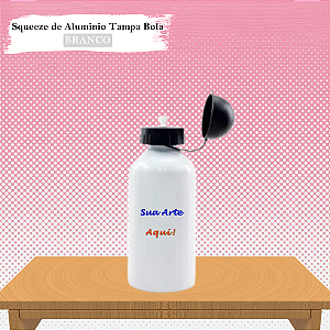 Squeeze Personalizado Alumínio Branco Tampa Bola 500ml