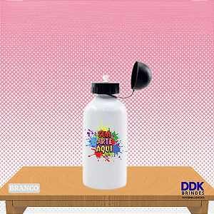 Squeeze Personalizado 500ml Alumínio Branco Tampa Bola