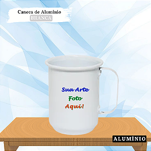 Caneca de Alumínio Branco Personalizada 600ml