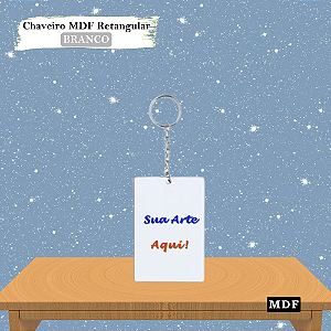 Chaveiro de MDF Personalizado Branco Retangular 5,5x2,9cm - 10 Unidades
