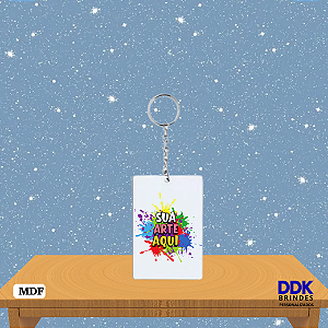 Chaveiro de MDF Personalizado 5,5x2,9 cm Retangular Bco - Kit 10 Unid.