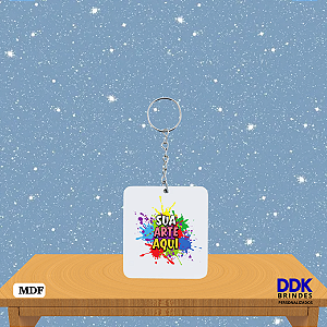 Chaveiro de MDF Personalizado 5,5x5 cm Retangular Bco - Kit 10 Unid.