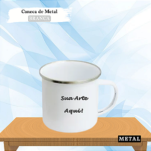 Caneca de Metal com Borda Prata Personalizada 325ml (Diversas Cores)