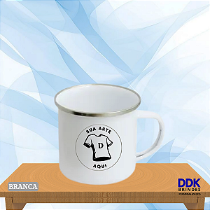 Caneca de Metal com Borda Prata Personalizada 325ml