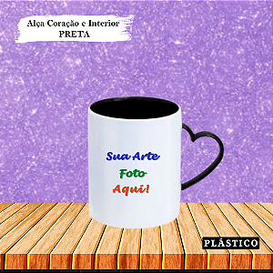 Caneca Personalizada Alça Coração e Interior Colorido (Polímero) 325ml (Div.Cores)