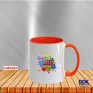 Caneca Personalizada Cerâmica 325ml Alça e Interior Colorido