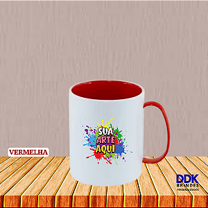 Caneca Personalizada Polímero (Plàstico) 325ml Alça e Interior Colorido