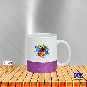 Caneca Personalizada Cerâmica 325ml Tarja Glitter