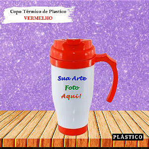 Caneca Térmica Personalizada de Polímero (Plástico) com Tampa -475ml (Div.Cores)