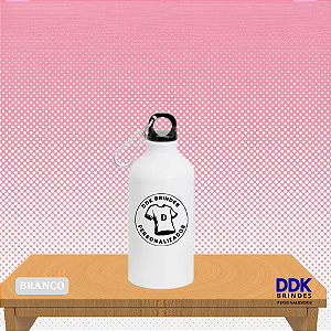 Squeeze Personalizado 550 ml Alumínio Branco c/Mosquetão