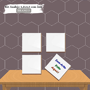 Kit com  04 Azulejos Personalizado 4,5x4,5 cm com imã