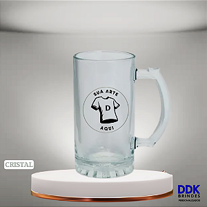 Caneca de Chopp Lisa Personalizada Vidro Cristal 475ml