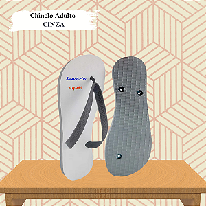 Chinelo Personalizado Cinza Adulto