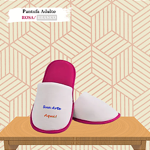 Pantufa Personalizada Rosa/Branco Adulto
