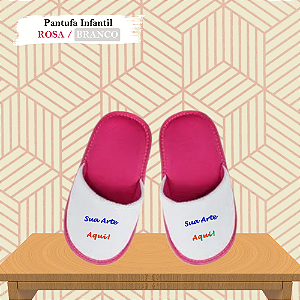Pantufa Personalizada Rosa/Branco Infantil