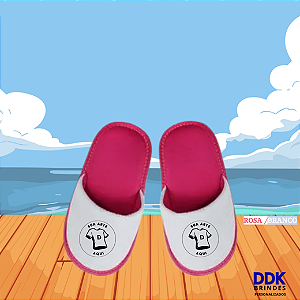Pantufa Personalizada Infantil Rosa/Branco