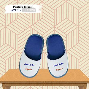 Pantufa Personalizada Azul/Branco Infantil
